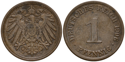Германия 1 пфенниг 1906 A KM 10 бронза    4189-139