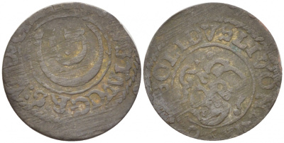 Ливония, Рига, шведская оккупация солид (шиллинг) 1647 Кристина (1634-1654) серебро 3718-334