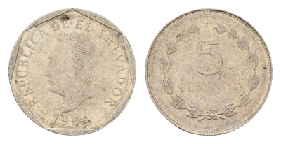 Сальвадор 5 сентаво 1994 KM 154b сталь плакированная никелем 4643-731