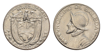 Панама 1/10 бальбоа (10 сентесимо) 1982 KM 10 медь плакированная медно-никелем aUNC 4644-161