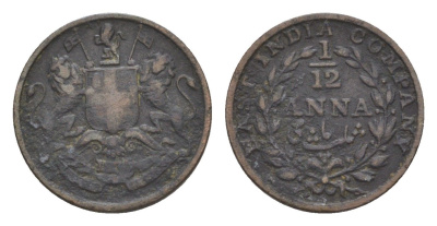 Британская Индия (Ост-Индская компания) 1/12 анны 1835 KM 445 медь 75-1112