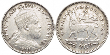 Эфиопия 1 герш 1902-1903 ЕЕ 1895, Менелик II (1882-1906/1889-1913) KM 12 серебро 5010-142