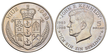 Ниуэ 5 долларов 1988 Джон Кеннеди KM 17 медно-никель BU 4677-725