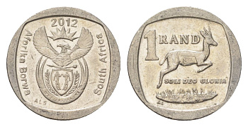 ЮАР 1 ранд 2012 KM 497 медь плакированная никелем 4627-561