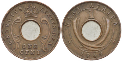 Британская Восточная Африка 1 цент 1949 Георг VI (1936-1952) KM 32 бронза 113-321