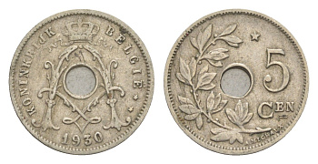 Бельгия 5 сантимов 1930 Belgie, Альберт I (1909-1934) KM 67 медно-никель 4640-1045