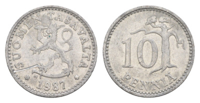 Финляндия 10 пенни 1987 KM 46a алюминий 4647-348