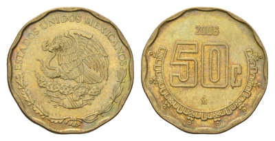 Мексика 50 сентаво 2005 KM 549 алюминиевая бронза 4674-751