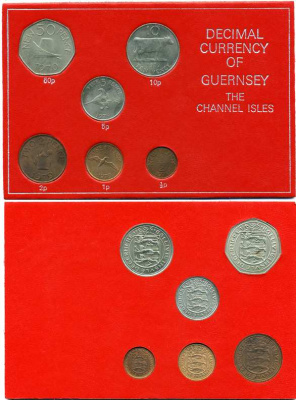 Гернси набор из 6 монет 1970-1979 в картонном буклете (1/2 пенни - 50 пенсов) UNC 5-4-3-91