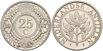 Нидерландские Антилы 25 центов 1997 Беатрикс (1980-2013) KM 35 сталь плакированная никелем 4167-721