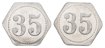 Германия жетон в 35 пфеннигов для приобретения "стакана пива" ND размер 21,5x21,5 мм, вес 0,97 гр алюминий UNC 4638-923