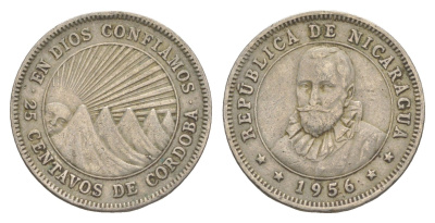 Никарагуа 25 сентаво 1956 KM 18.1 медно-никель 4638-327