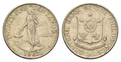 Филиппины 25 сентаво 1962 KM 189 медь цинк никель 4666-653