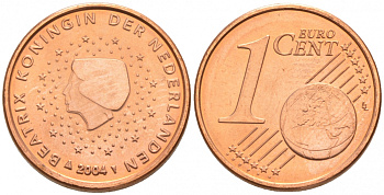 НИДЕРЛАНДЫ 1 ЕВРОЦЕНТ 2004 KM 234 сталь плакированная медью UNC 187-113