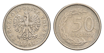 Польша 50 грошей 1991 Y 281 медно-никель 4381-921