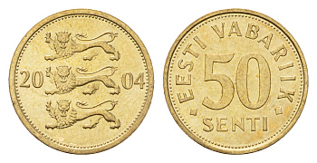 Эстония 50 сентов 2004 KM 24 латунь UNC M43-19