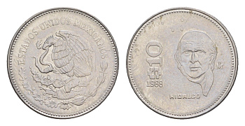 Мексика 10 песо 1988 Mo KM 512 нержавеющая сталь aUNC 4636-528